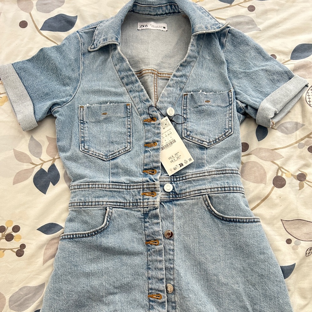 Zara denim mini dress nwt